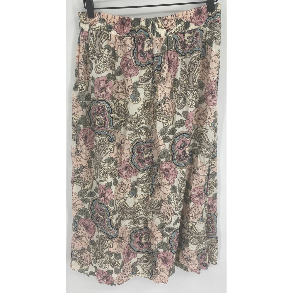 Vintage 1980's Norton McNaughton Womens 14 Paisley Floral Maxi Pleated Skirt - Picture 3 of 6